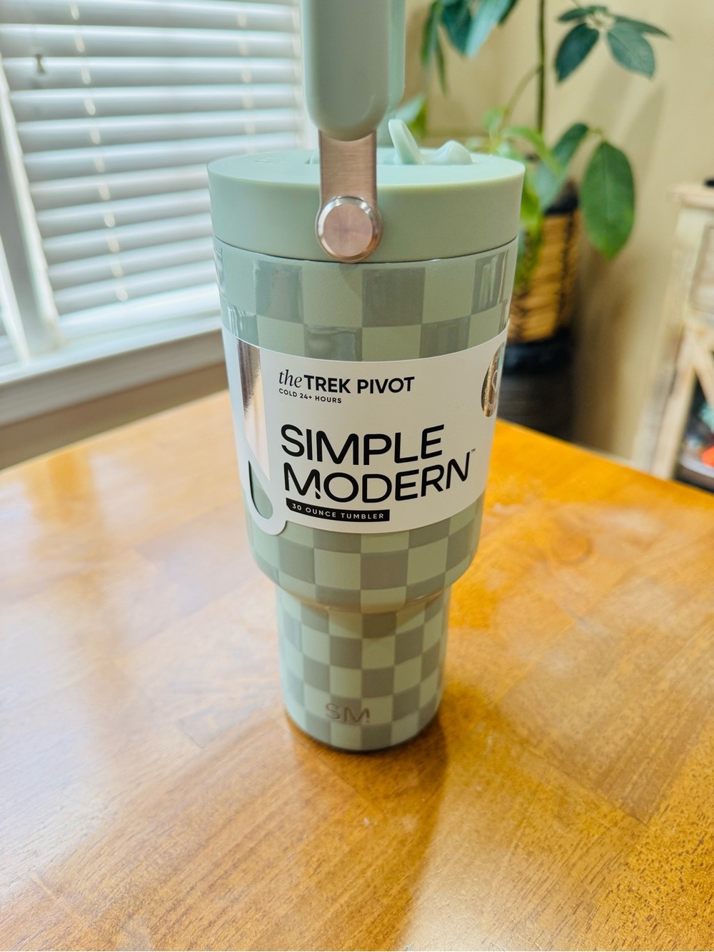 Simple Modern The Trek Pivot 30oz Tumbler Green Check Pattern w Travel Handle